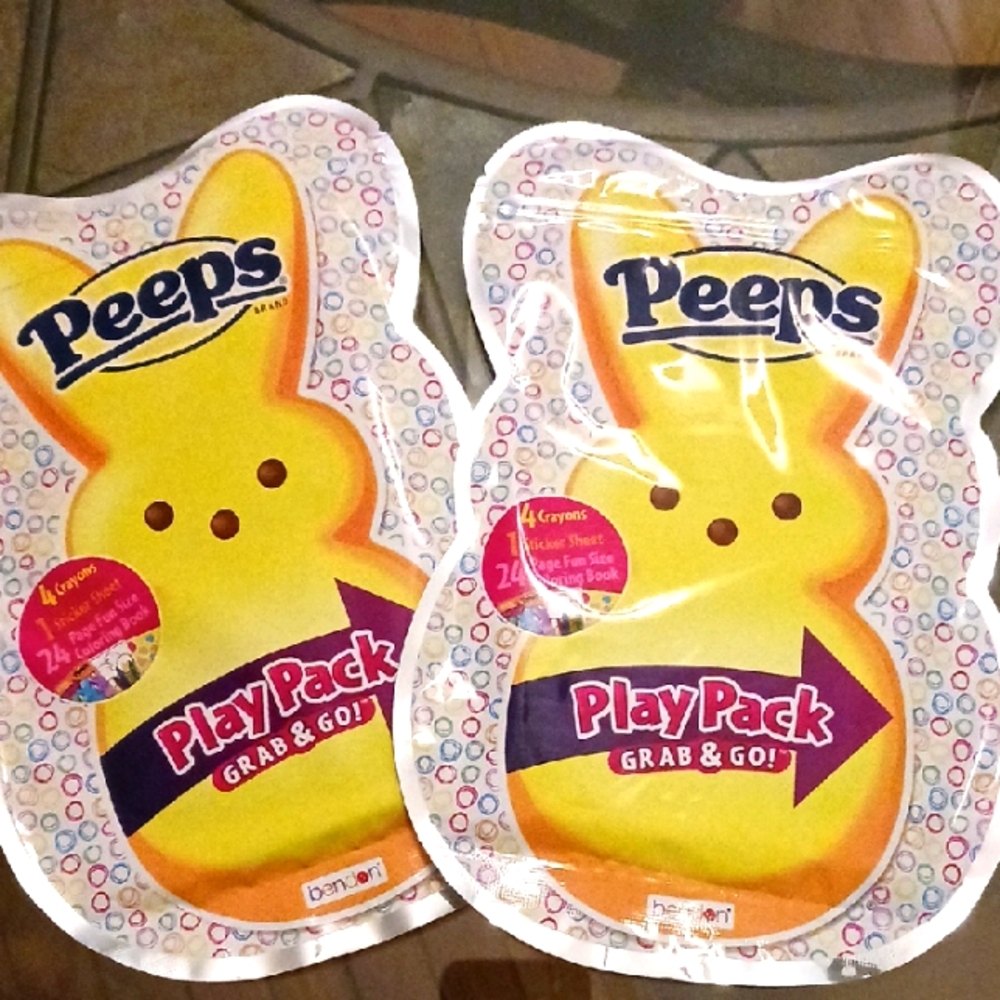 2 Peeps play packs crayons stickers coloring book Easter basket filler. NEW